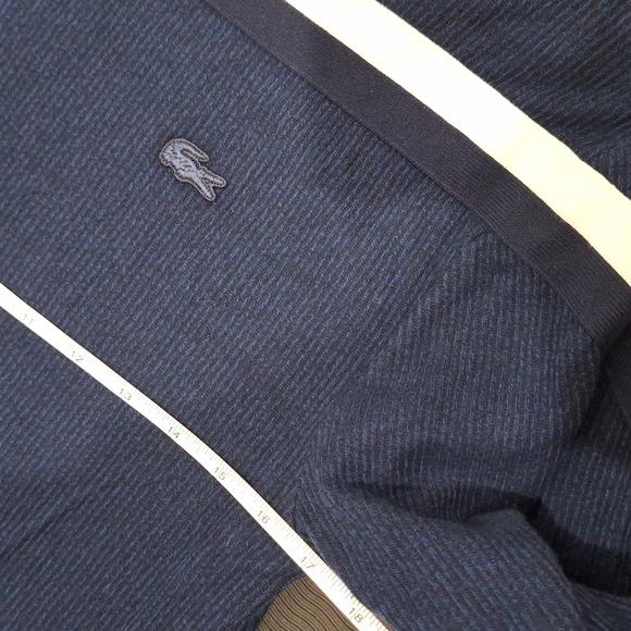 LACOSTE Navy Blue Boat Neck Long Sleeve Sweater with Stripes - Picture 6 of 7